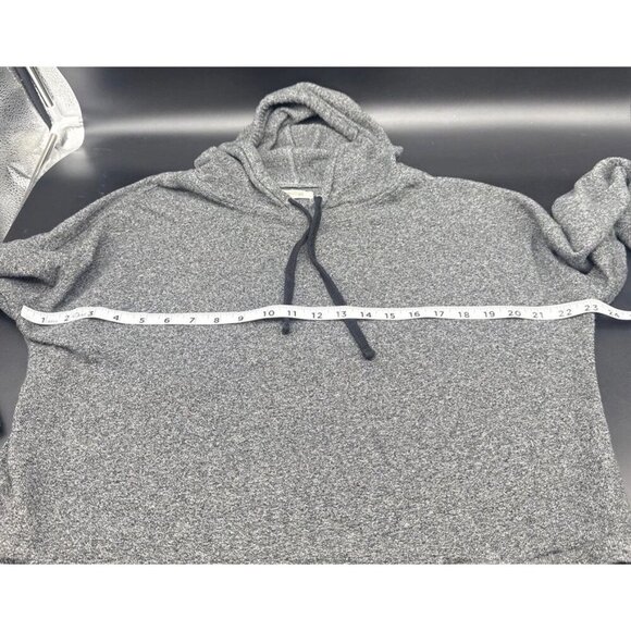 Madewell Women’s Heathered Gray Cotton Crop Hoodie Sweatshirt Top Sz M - Picture 7 of 8